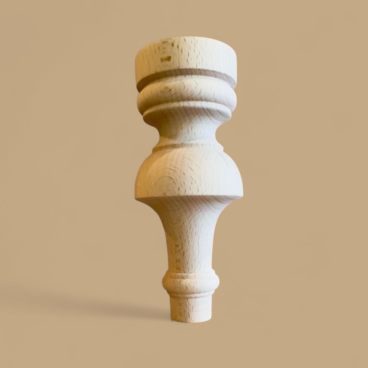 Trumpet stool leg in beech 75mm wide, 175mm high . Set of four.