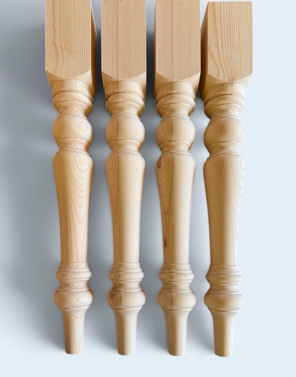 Pine 4” Farmhouse table legs style two . Set of four.