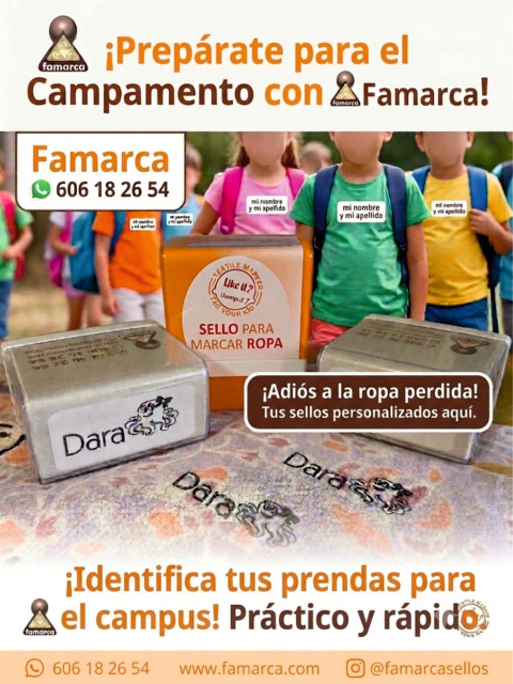 Sello de entintaje automático con texto personalizado para marcar ropa. Sello de entintaje automático con texto personalizado para marcar ropa.