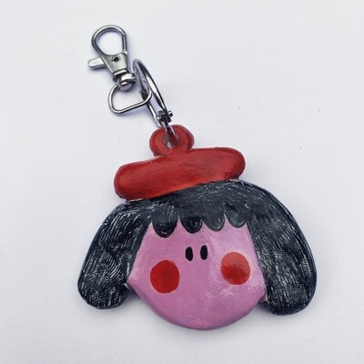 POOR THING red beret girl key chain