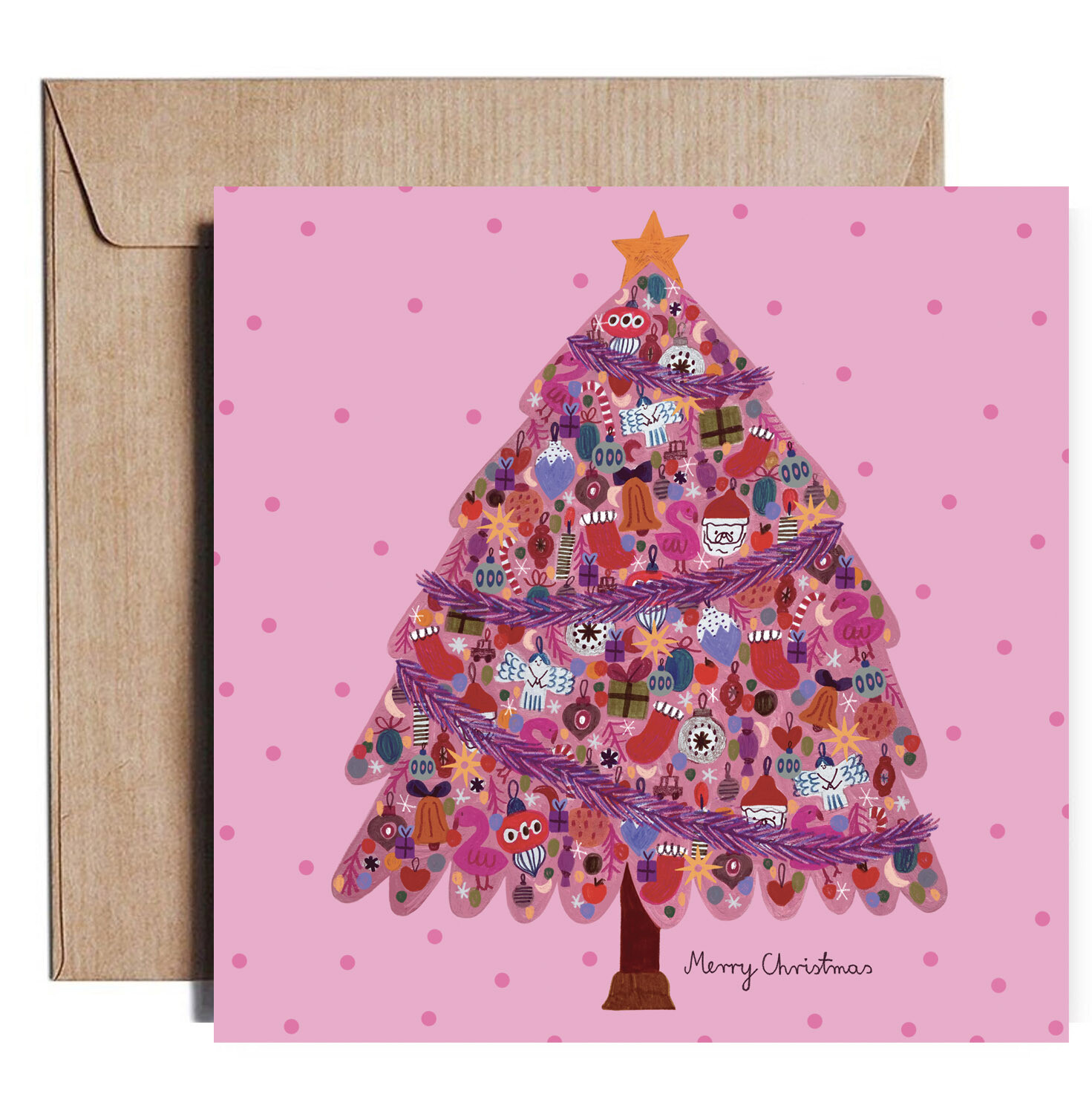 PINK CHRISTMAS TREE card