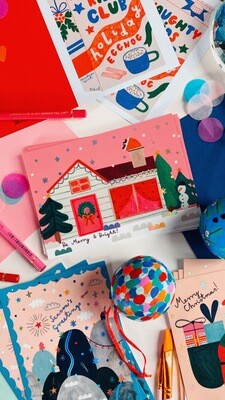 CHRISTMAS HOUSE holo foiled postcard