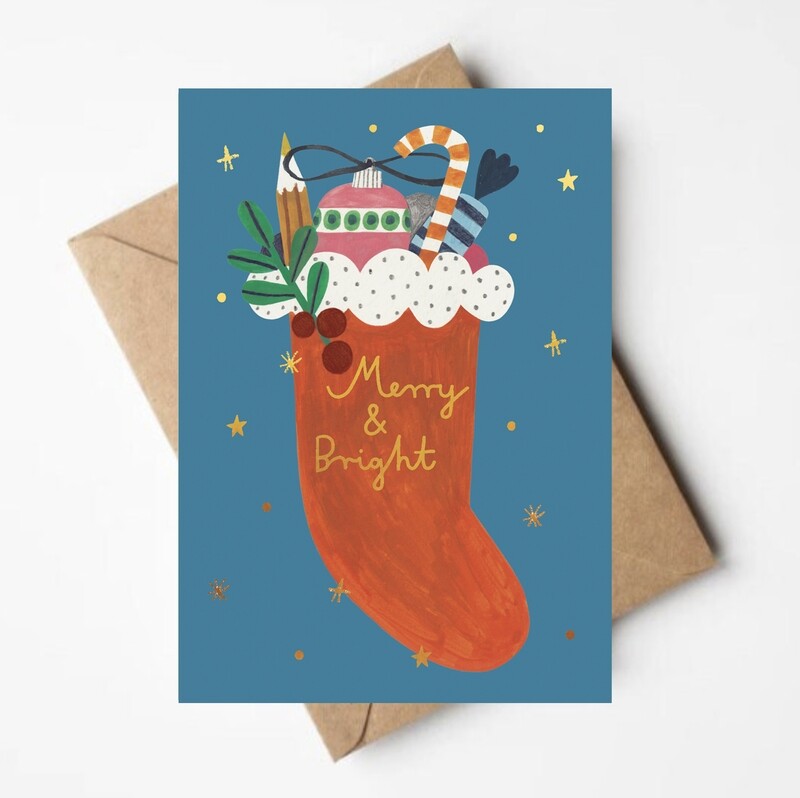 CHRISTMAS STOCKINGGOLD FOIL card