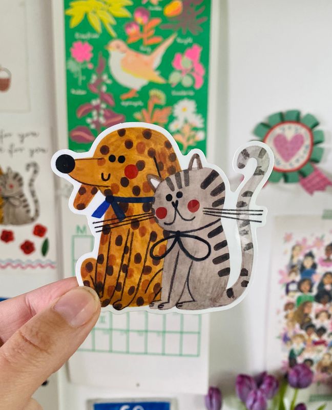CAT AND DOG sticker
