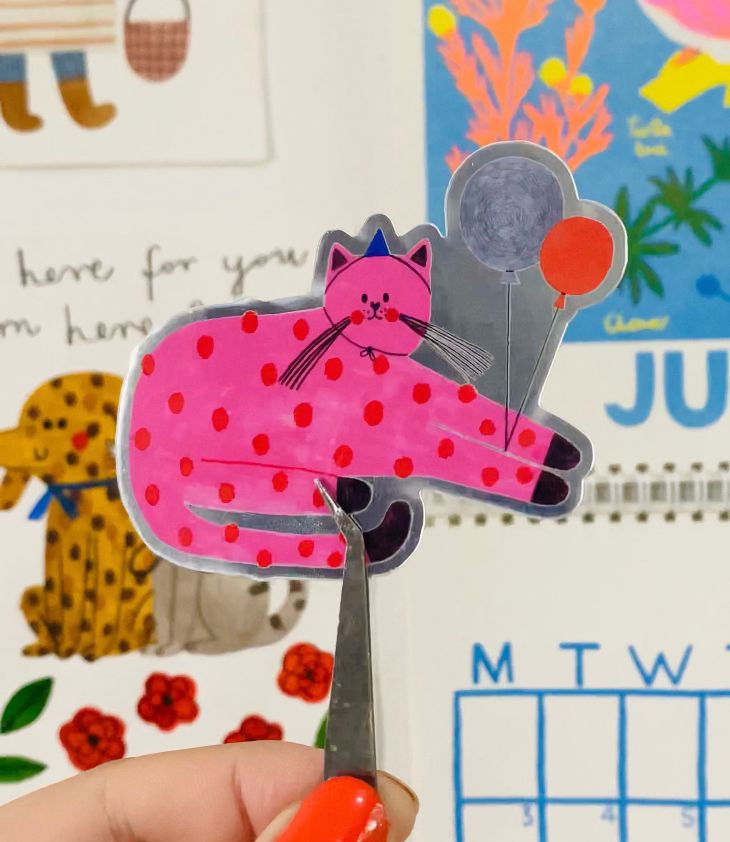 PINK CAT mirror sticker