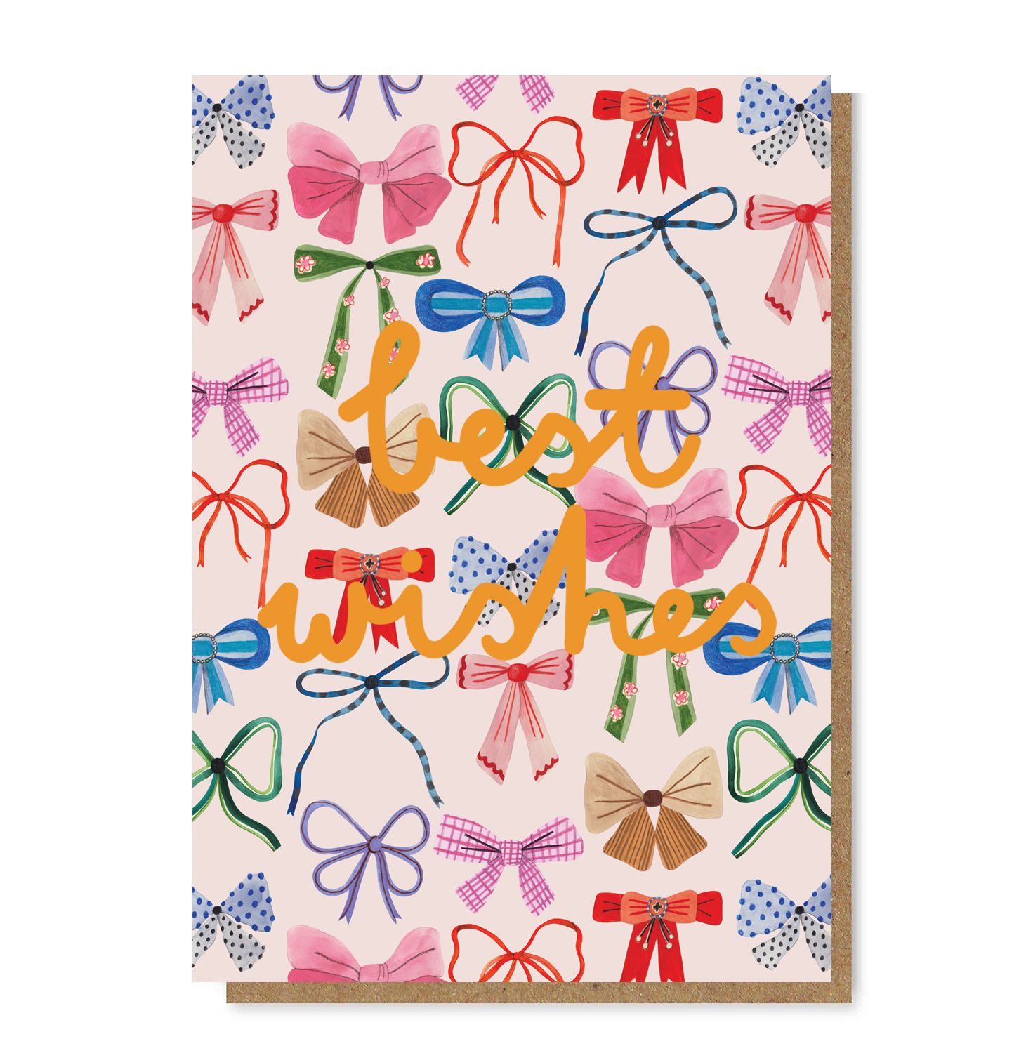 BEST WISHES BOWS gold foil card