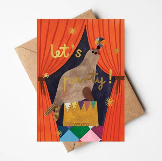LET'S PARTY gold foil card