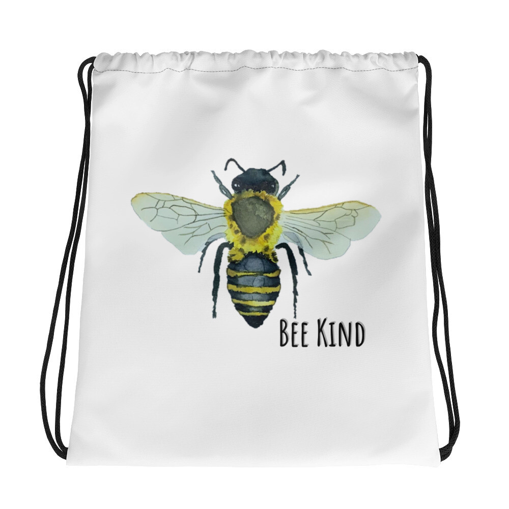 "Bee Kind" Bohemia Bee watercolor collection Drawstring bag