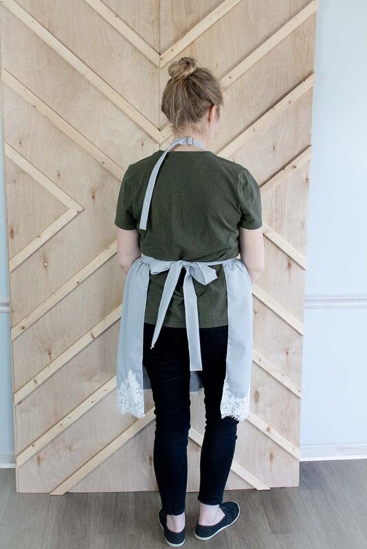 Lace Apron In Grey Pin Stripe