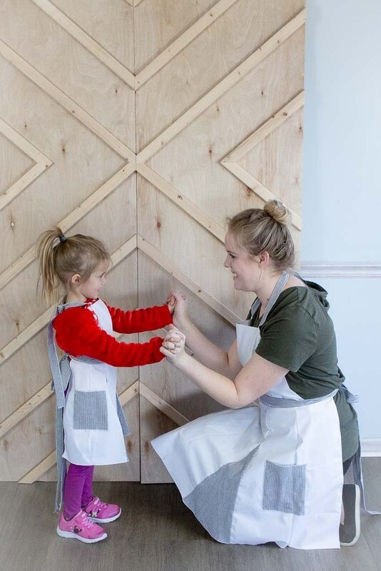 Apron with Black and White Seersucker Godets