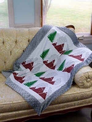 Quilted Blessings Blanket- Plaid Mountain, Grey Backing