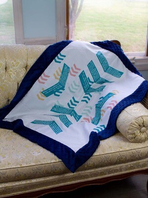Quilted Blessings Blanket- Chevron, Navy Backing