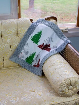 Quilted Blessings Blanket Small- Plaid Mountain, Grey Backing