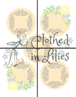 Quilted Blessings Blanket Small- Peach Flowers, Light Blue Backing