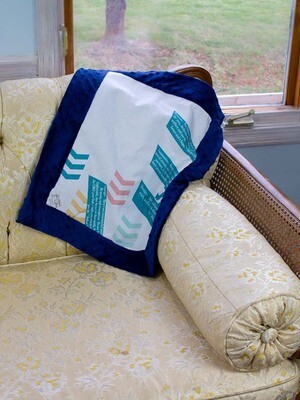 Quilted Blessings Blanket Small- Chevron, Navy Backing