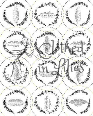 Quilted Blessings Blanket- wreath, Grey Backing
