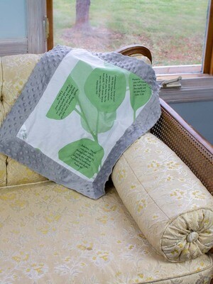 Quilted Blessings Blanket Small- Eucalyptus, Grey Backing
