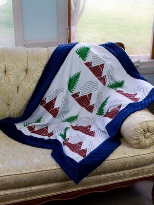Quilted Blessings Blanket- Plaid Mountain, Navy Backing