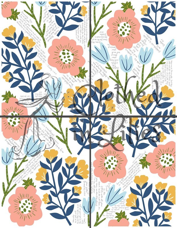 Quilted Blessings Blanket Small- Navy Flowers, Navy Backing