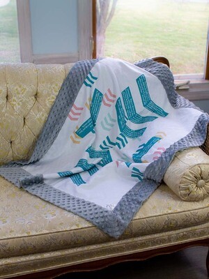 Quilted Blessings Blanket- Chevron, Grey Backing