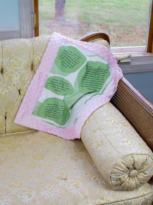 Quilted Blessings Blanket Small- Eucalyptus, Light Pink Backing