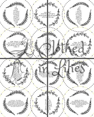 Quilted Blessings Blanket Small- Wreath, Grey Backing