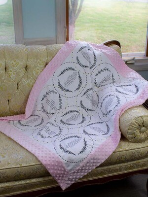 Quilted Blessings Blanket- wreath, Pink Backing