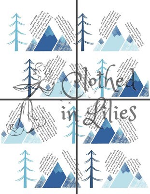 Quilted Blessings Blanket Small- Blue Mountain, Light Blue Backing