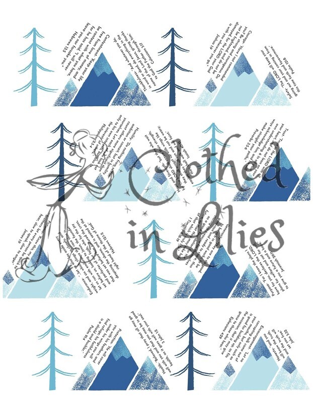 Quilted Blessings Blanket- Blue Mountain, Grey Backing