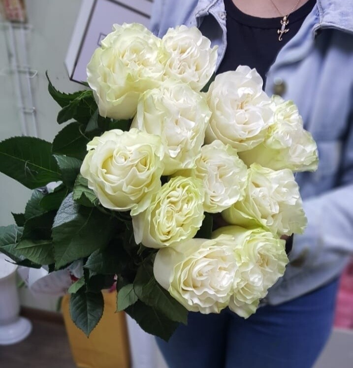 11 белых роз