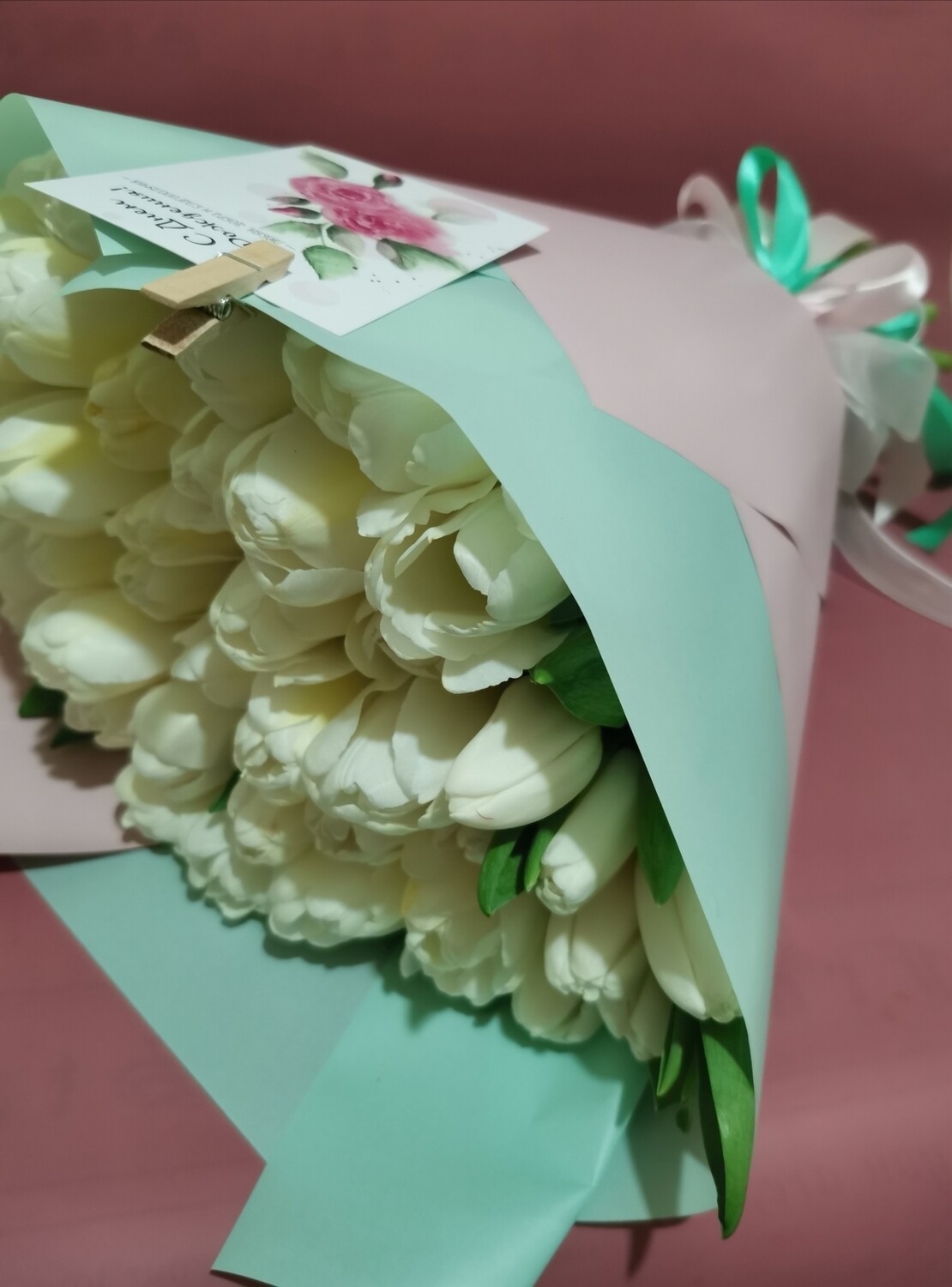 51 белый тюльпан, красиво упакован