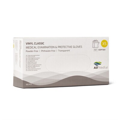 Handskar vinyl Classic Puder och Ftalatfri transp XS 100st/fp