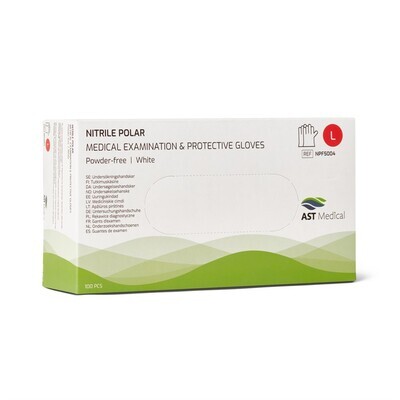 Handskar Nitril Polar AQL 1,5 puderfri vit stl L 100st/fp