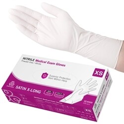 Handskar nitril evercare SATIN x-lång vit AQL 1,5 XS 100st/fp