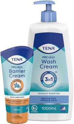 Hygienpaket Tena tvättkräm (artnr. 3372) + barriärkräm (artnr. 400055)