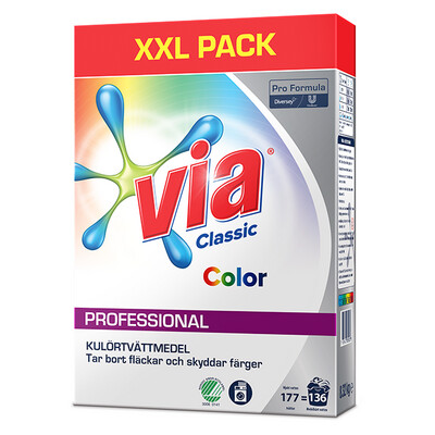 Tvättmedel Via professional Color 8,32 kg/fp
