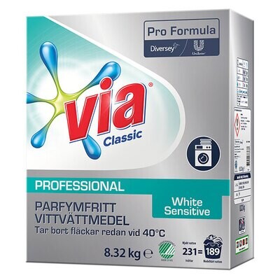 Tvättmedel Via professional White Sensitive Plus 8,32 kg/fp