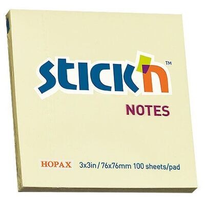 Notisblock gul 76x76, Gul 100 blad i block