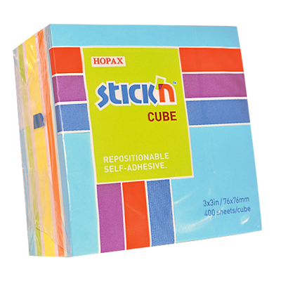 Notisblock Kub 76x76, Blå/Gul 400 blad i block