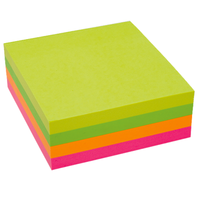 Notisblock Kub 76x76, Neon 320 blad i block