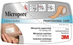 Häfta Micropore 2,5cmx5m m hållare 6rl/fp