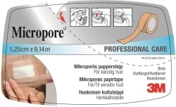 Häfta papper Micropore 1,2cmx5m m hållare 12rl/fp