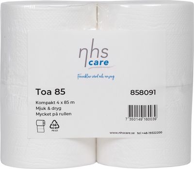 Toalettpapper TOA 85, vit nyfiber 85m/rl 4rl/fp