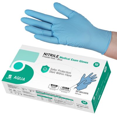 Handskar Nitril puderfri SELEFA AQUA blå M 100st/fp
