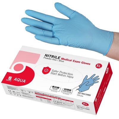 Handskar Nitril puderfri SELEFA AQUA blå XL 100st/fp