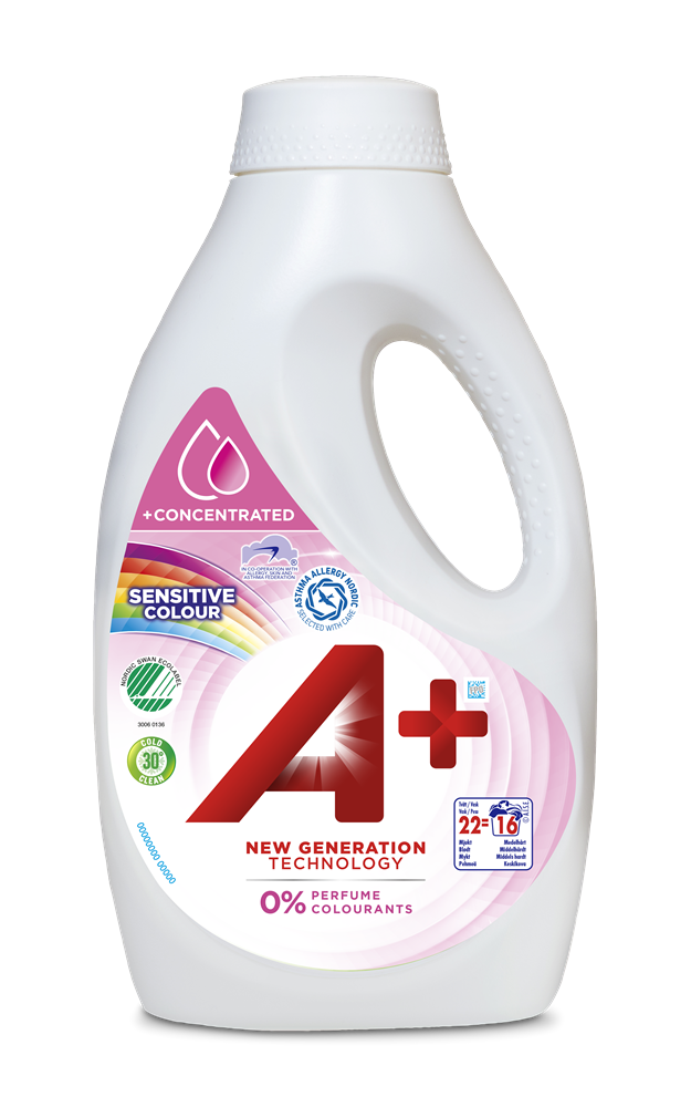 Tvättmedel Ariel A+ Sensitive Color Flytande 880 ml