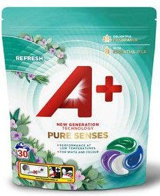 Tvättmedel A+ Pure Senses Refresh tvättkapslar 30st/fp