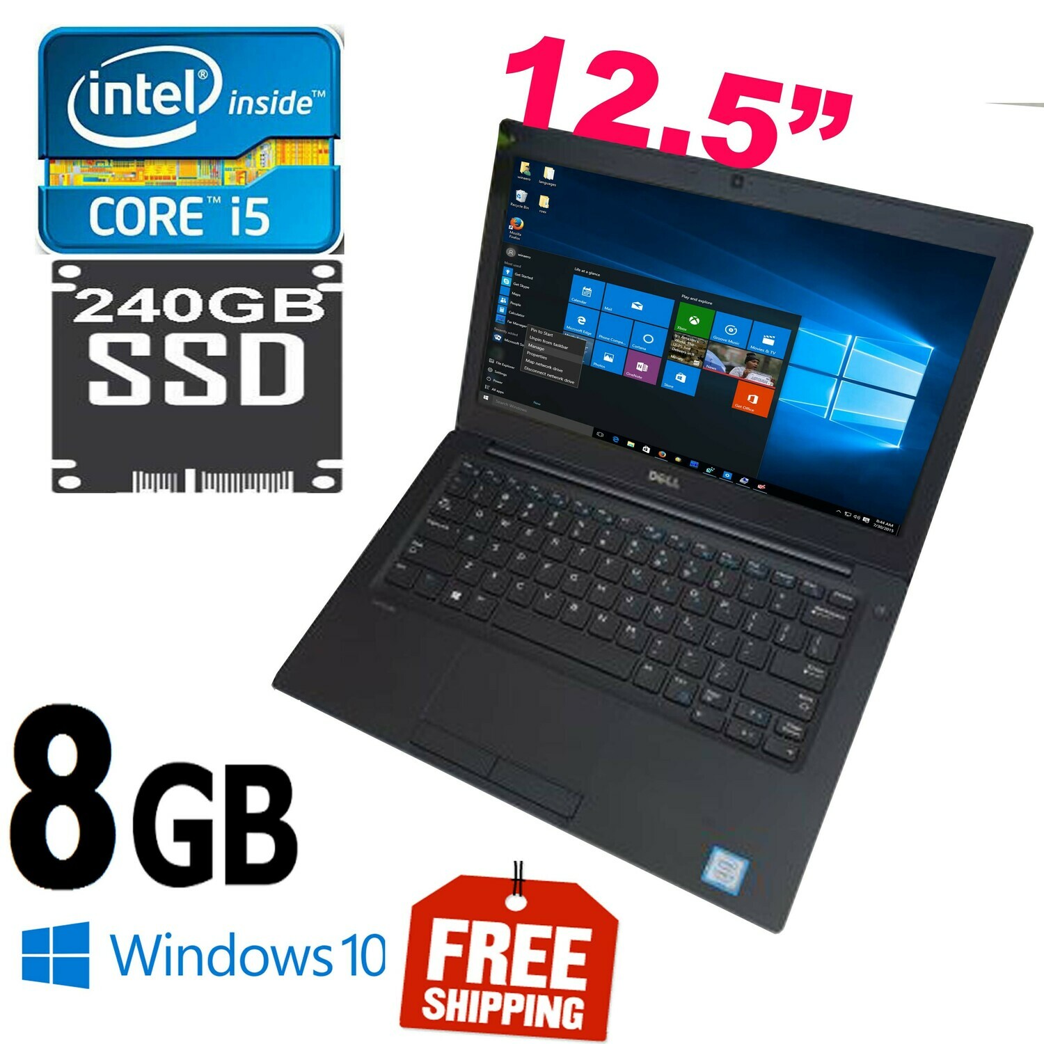 Dell latitude 7280 i5-6200U 8 GB 240 GB SSD-12.5" HD Graphics Notebook Business Laptop Win 10 PRO