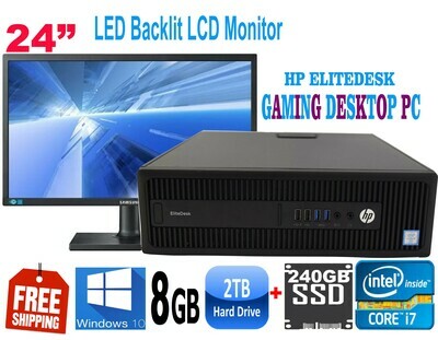 HP Elitedesk 800-G2 ALL-IN-ONE Gaming Desktop 24" LED i7-6700 8GB 240GB SSD + 2TB HDD-HD Graphics Win 10