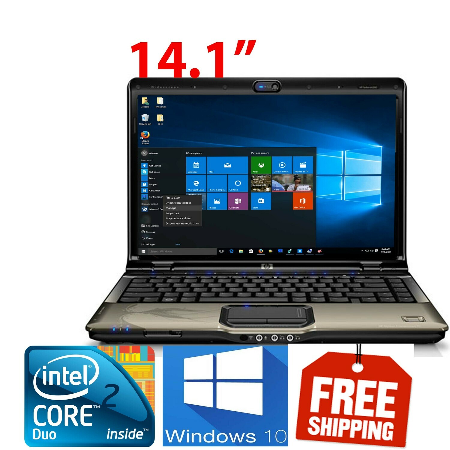HP pavilion DV2000 C2D-T7500 2 GB 160 GB-14.1" HD Graphics Notebook Laptop Win7
